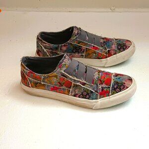 Blowfish Marley Floral Patchwork Sneaker 8 Distressed Canvas Slip On Shoes